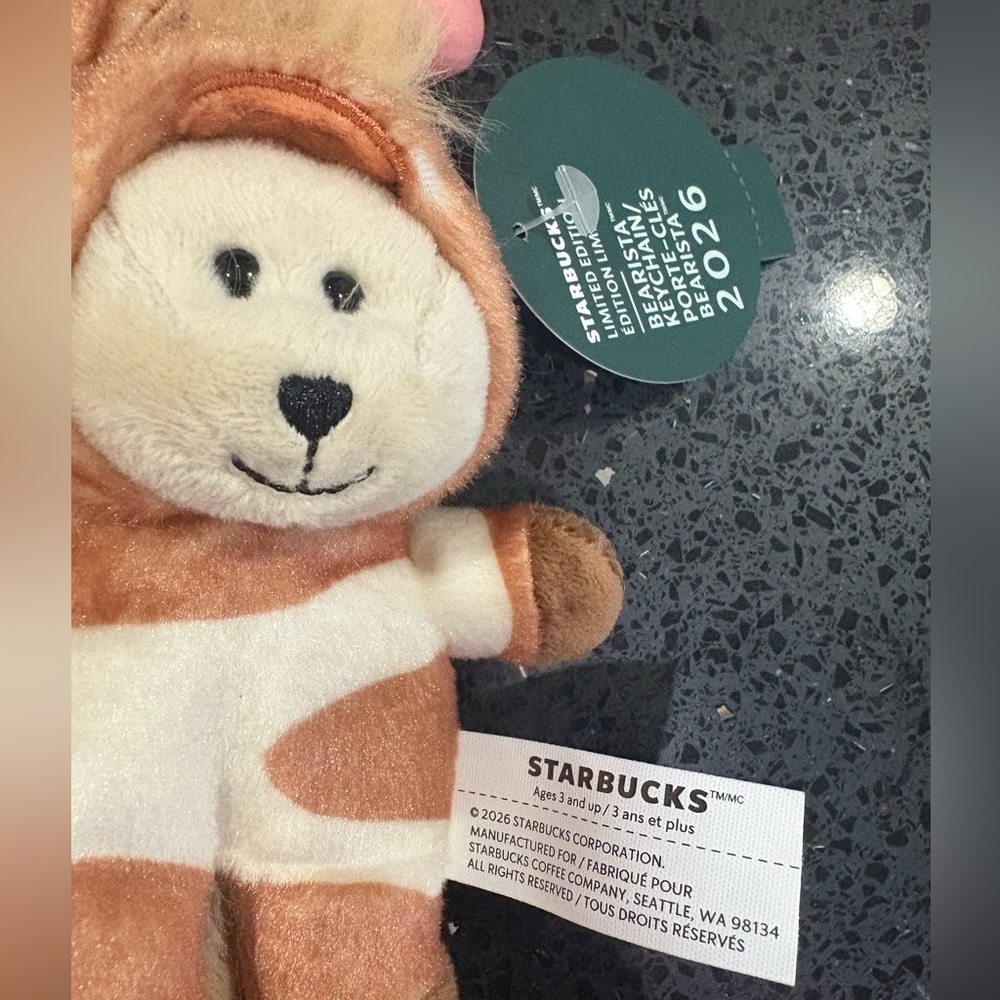 Starbucks Year of Horse 2026 Brown and Cream Bear Keychain, NWT - Picture 2 of 6
